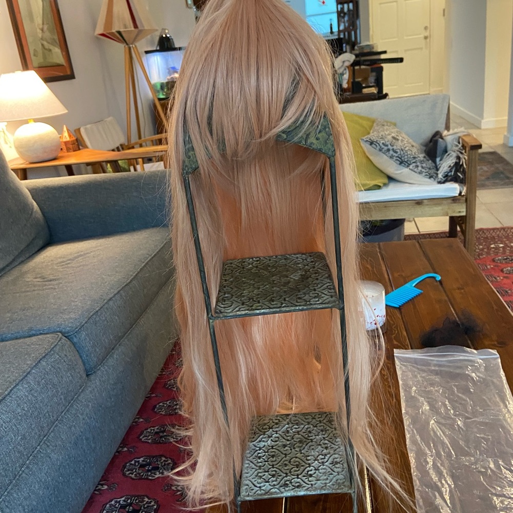 Long blush orange wig